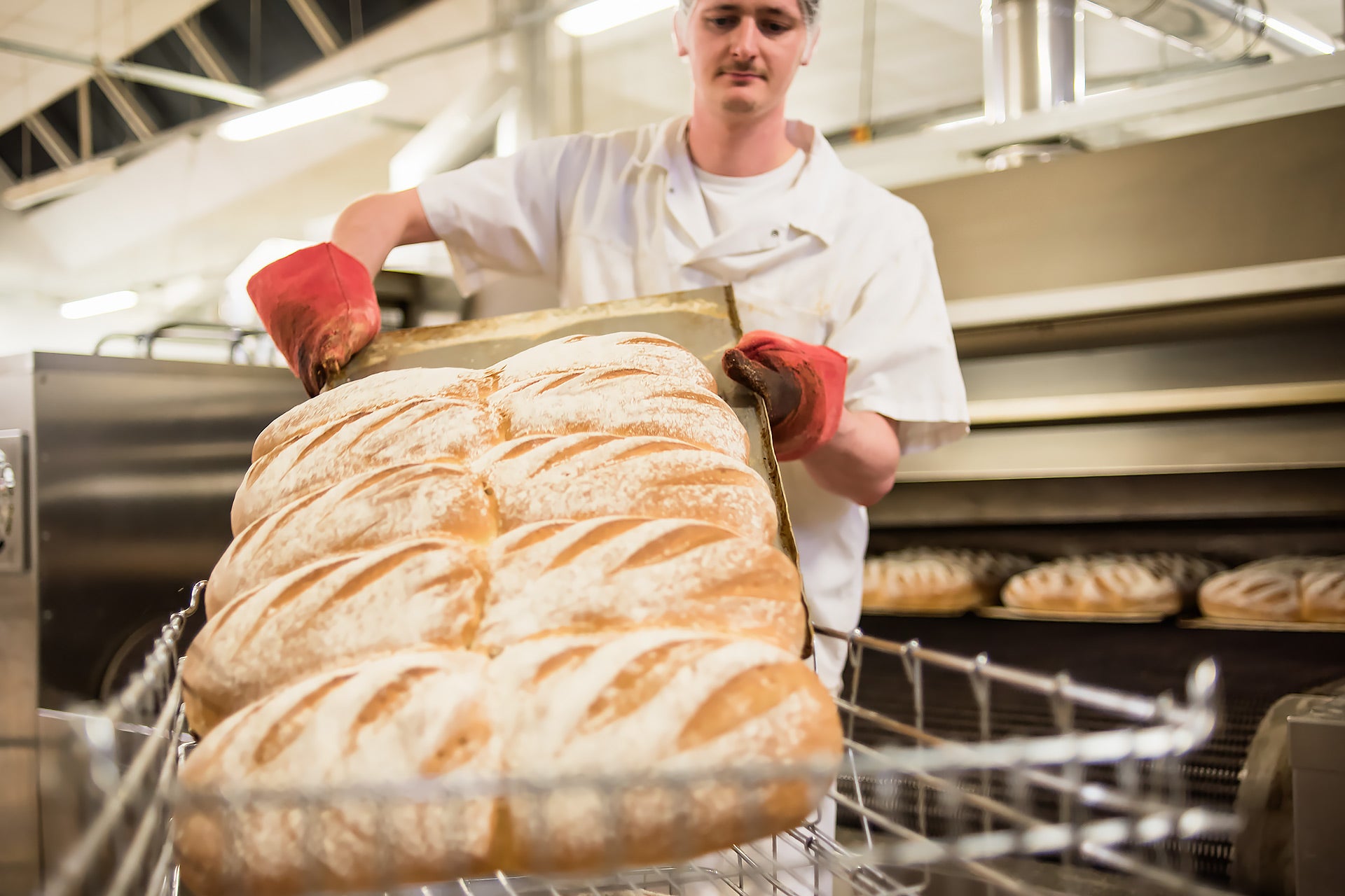 A baker with freshly made bread