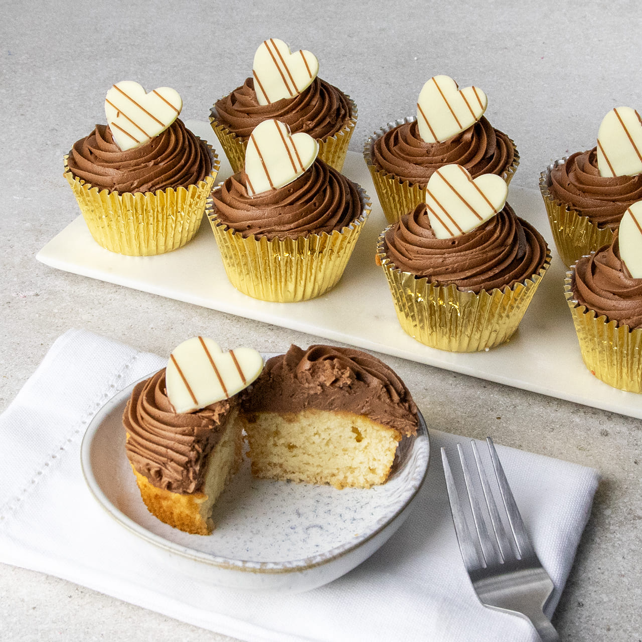 Plain sponge cupcake
with topper